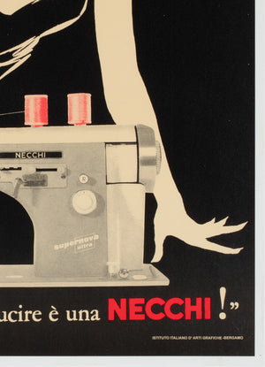 Necchi 1980s Italian Sewing Machine Advertising Poster, Jeanne Grignani - detail