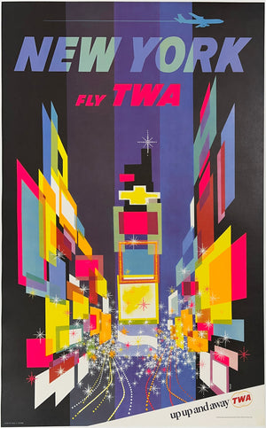 New York c1960s TWA Travel Advertising Poster, David Klein