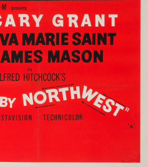 North by Northwest R1950s/60s UK Quad Film Movie Poster - detail