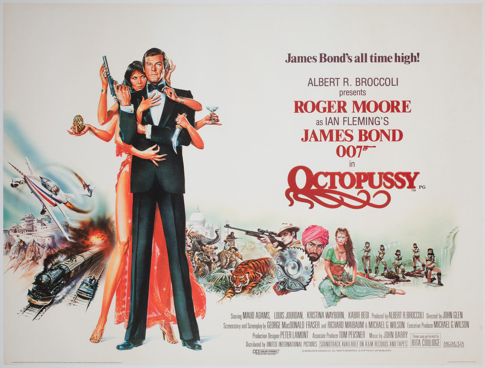 Octopussy 1983 UK Quad Film Movie Poster, Daniel Goozee
