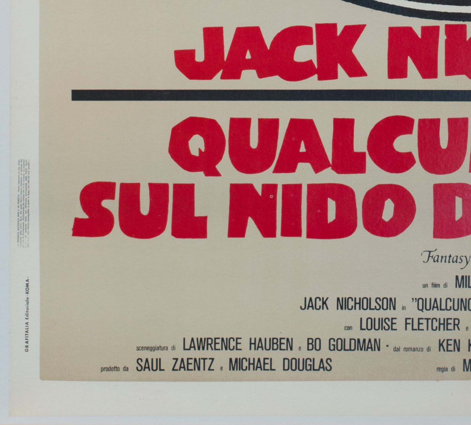 One Flew Over the Cuckoo's Nest 1976 Italian 2 Foglio Film Movie Poster - detail