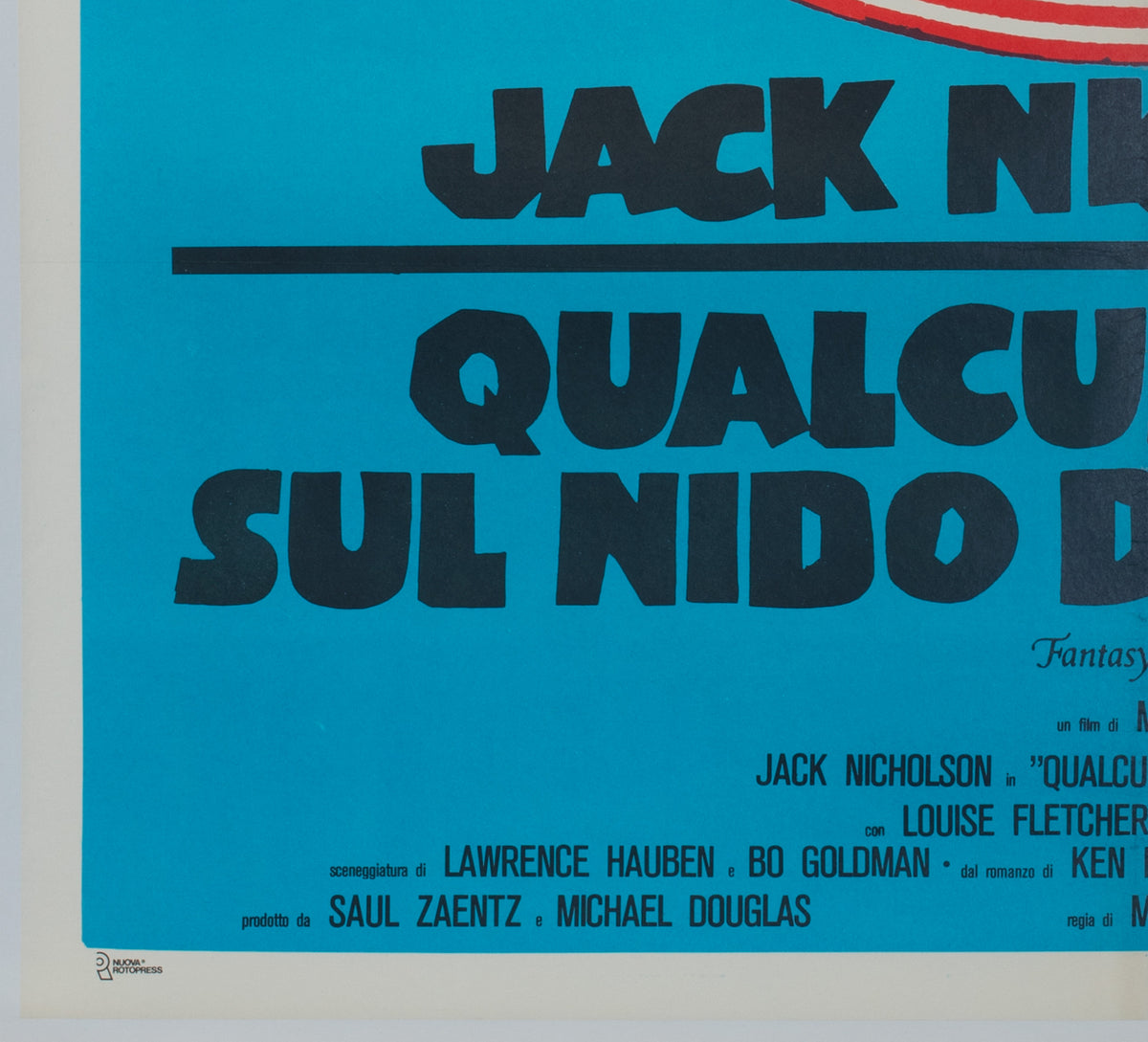 One Flew Over the Cuckoo's Nest R1970s Italian 2 Foglio Film Movie Poster - detail