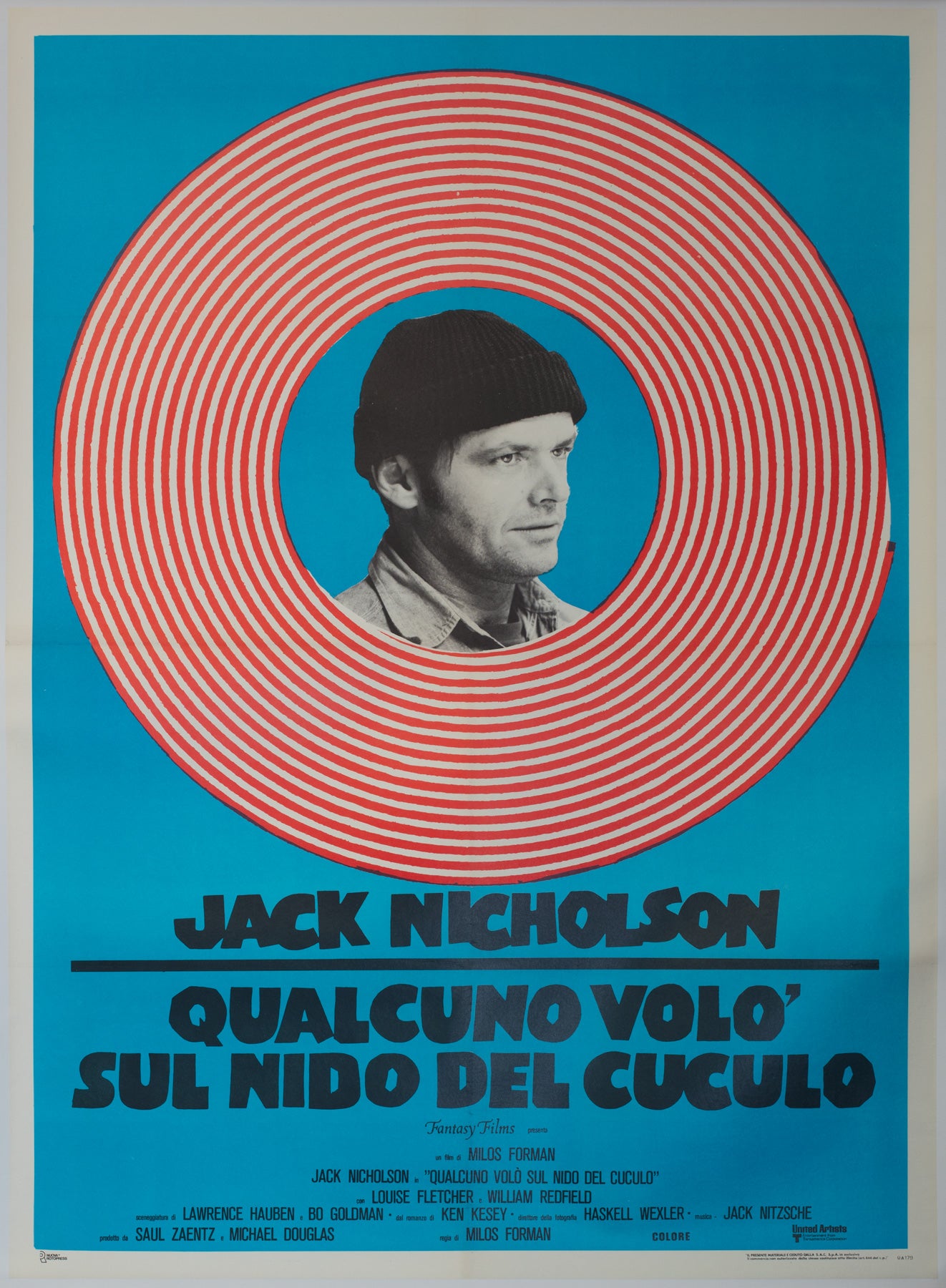 One Flew Over the Cuckoo's Nest R1970s Italian 2 Foglio Film Movie Poster