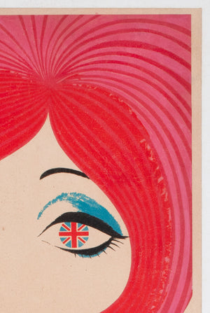 Pan Am England 1960 Airline Advertising Poster - detail