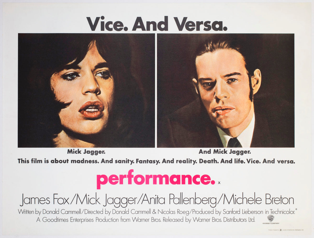 Performance 1970 UK Quad Film Movie Poster