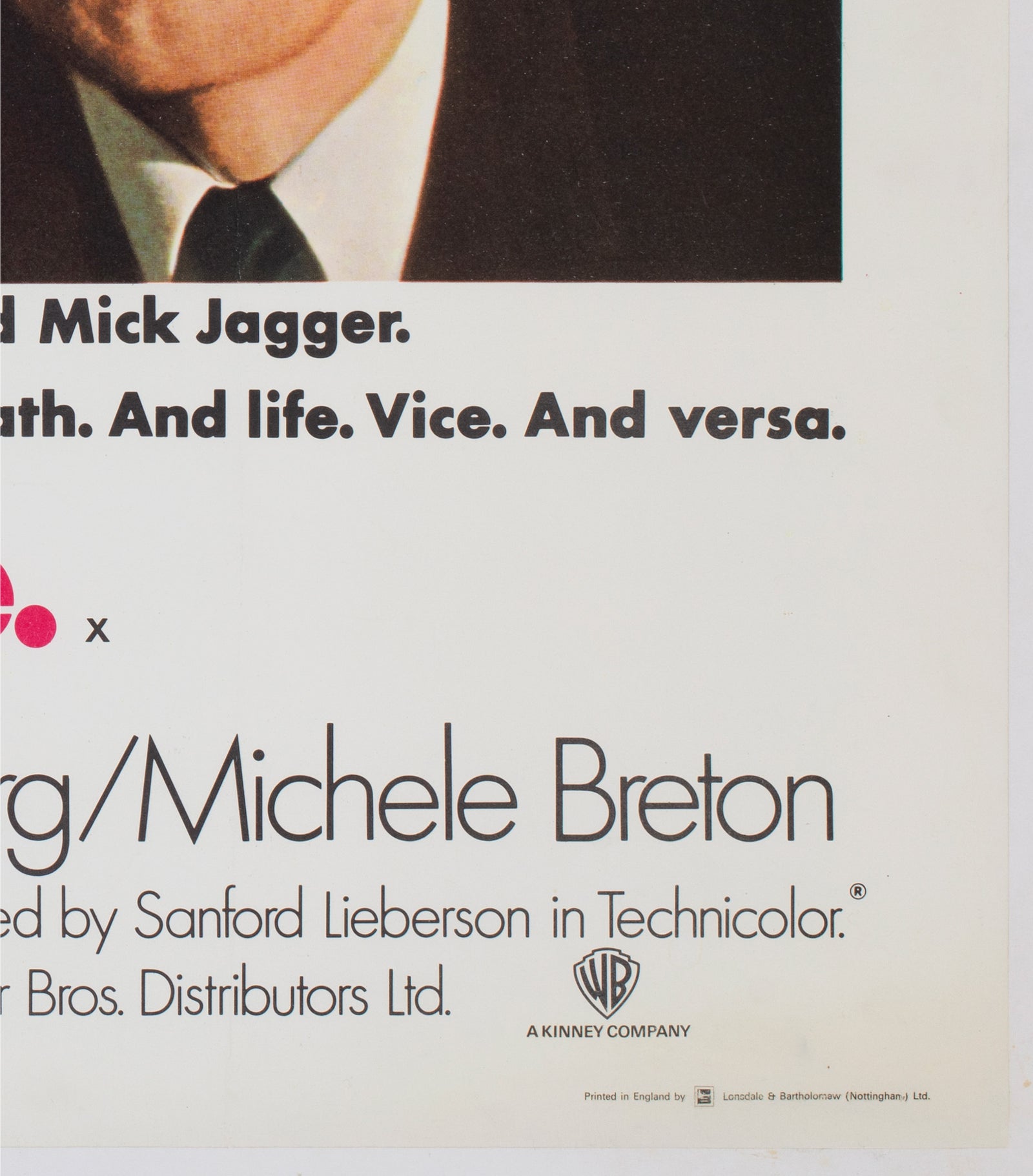 Performance 1970 UK Quad Film Movie Poster - detail