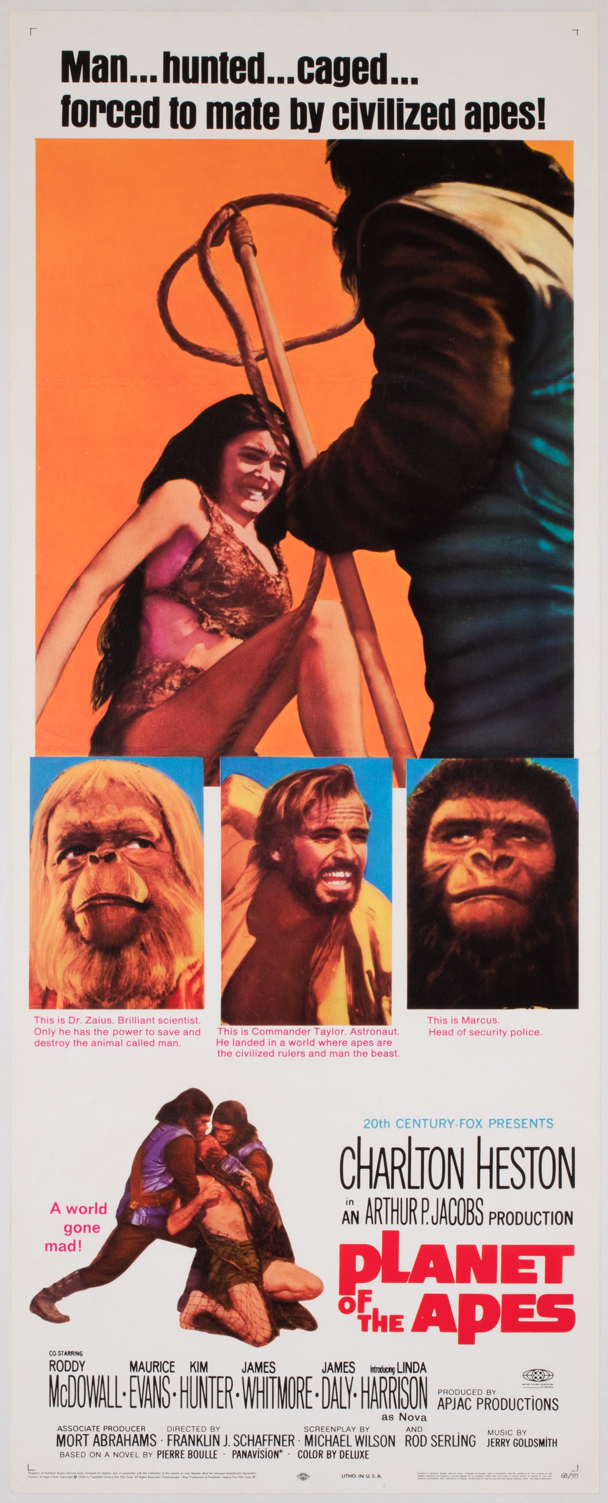 Planet of the Apes 1968 US 1 Insert Film Movie Poster