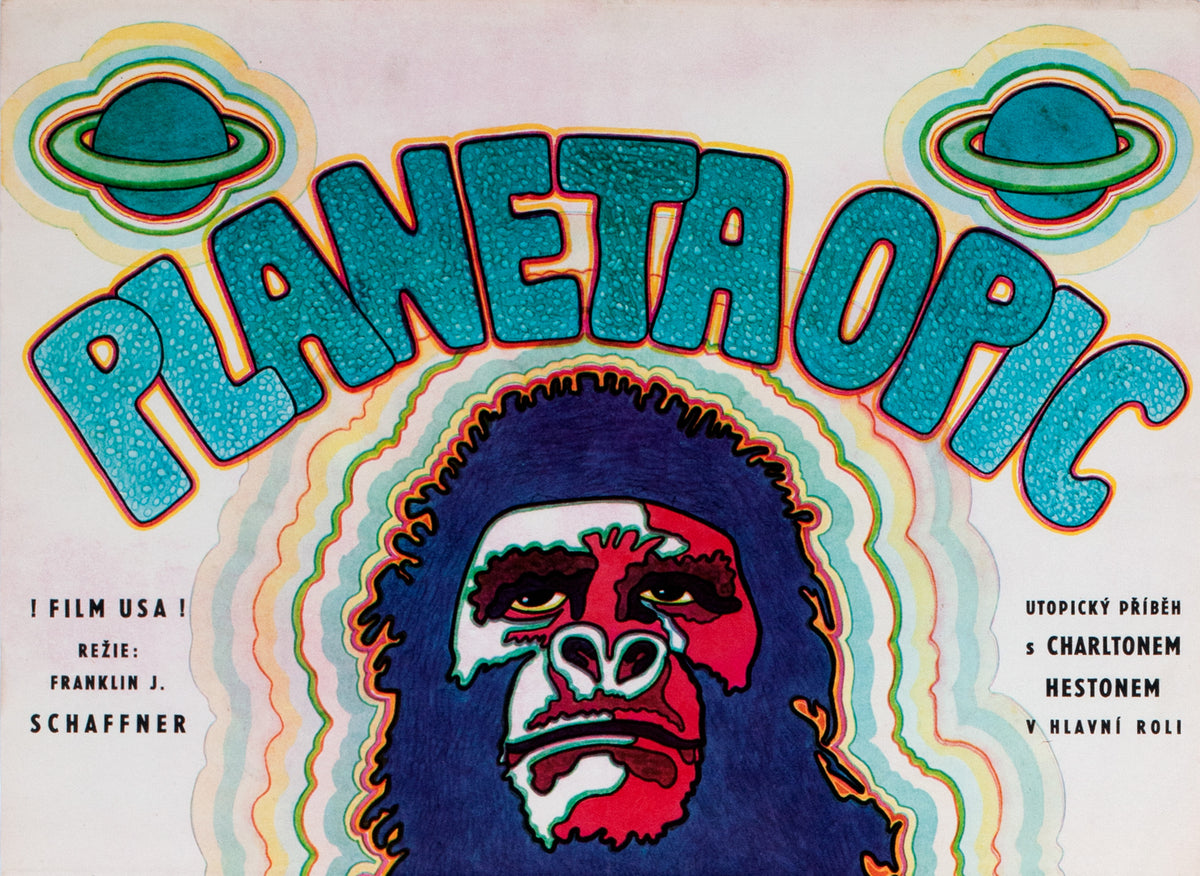 Planet of the Apes 1970 Czech A3 Film Poster, Vratislav Hlavaty