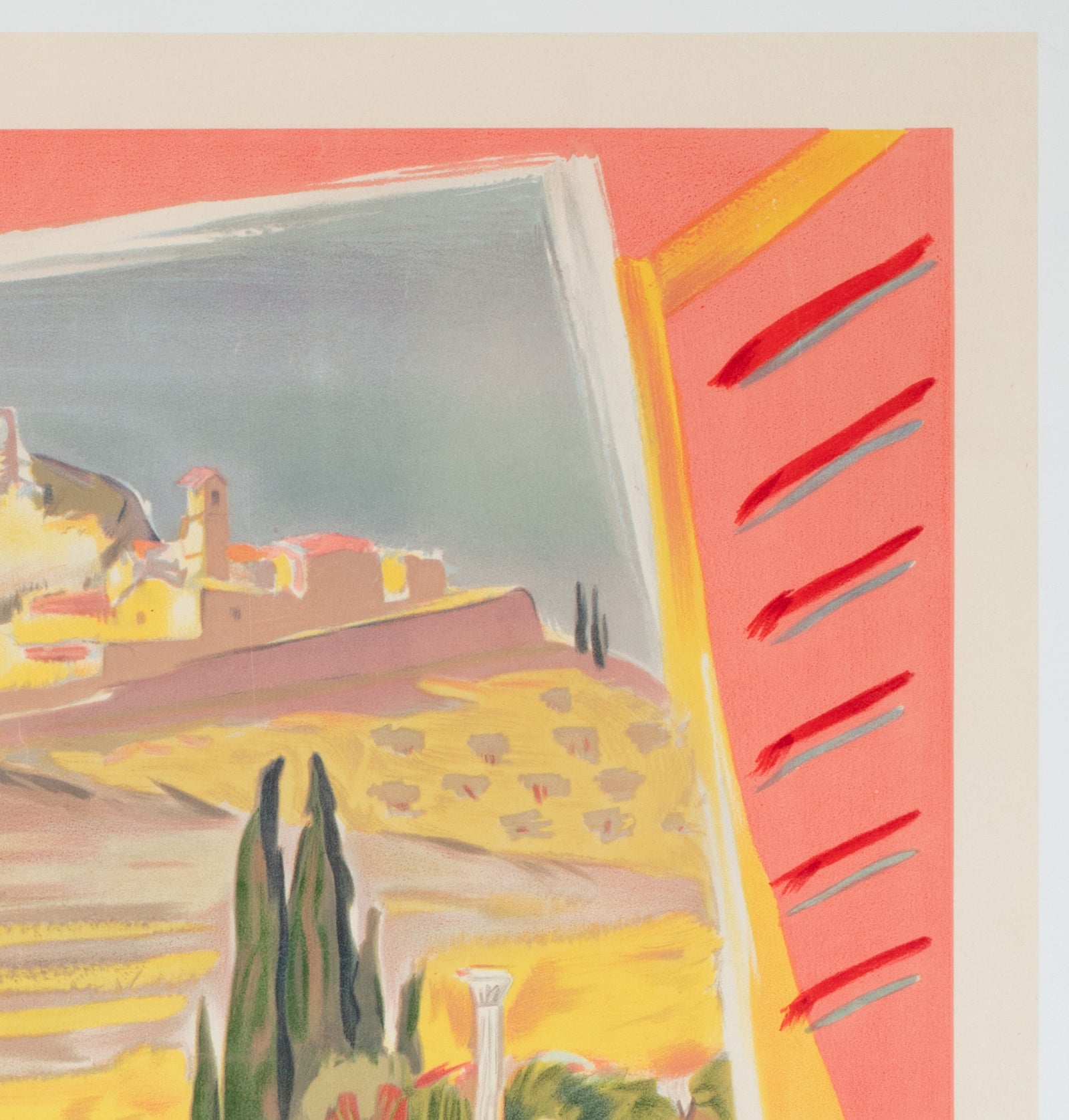 Provence 1945 SNCF French Railway Travel Advertising Poster, Jal - detail