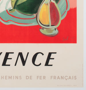 Provence 1945 SNCF French Railway Travel Advertising Poster, Jal - detail