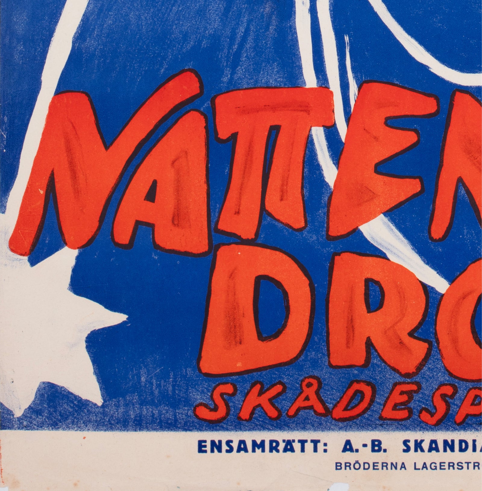Queen of the Night c1920s Swedish Film Poster Rolf Bethge - detail