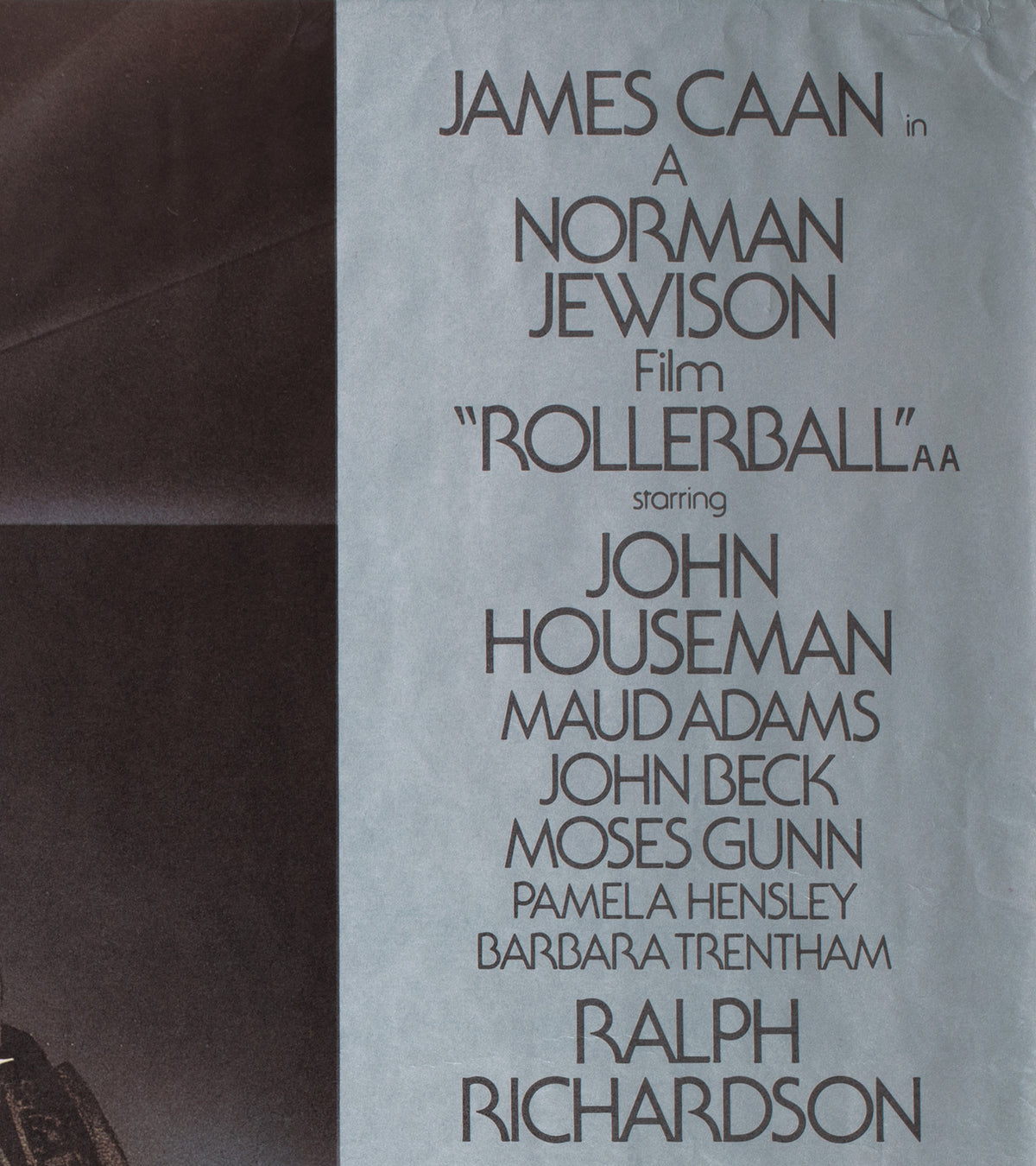 Rollerball 1975 Rolled UK Quad Film Movie Poster, Bob Peak - detail