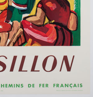 Roussillon 1952 SNCF French Railway Travel Advertising Poster, Francois Desnoyer - detail
