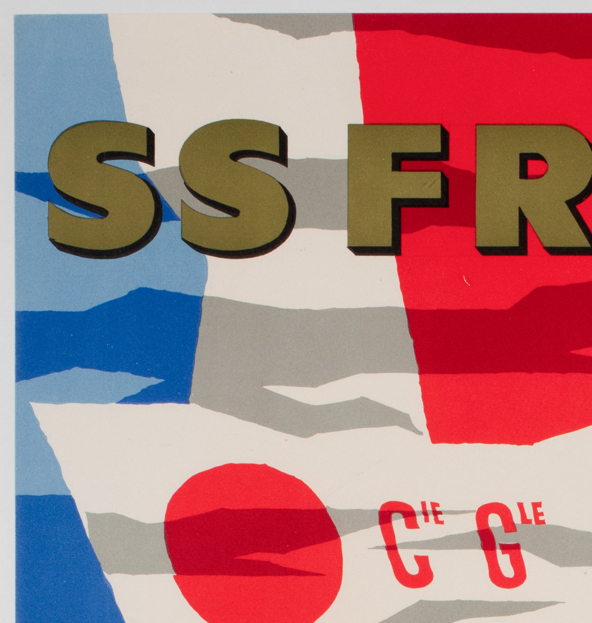 SS France Cie Gle Transatlantique French Line 1961 Travel Poster, Jean Jacquelin - detail