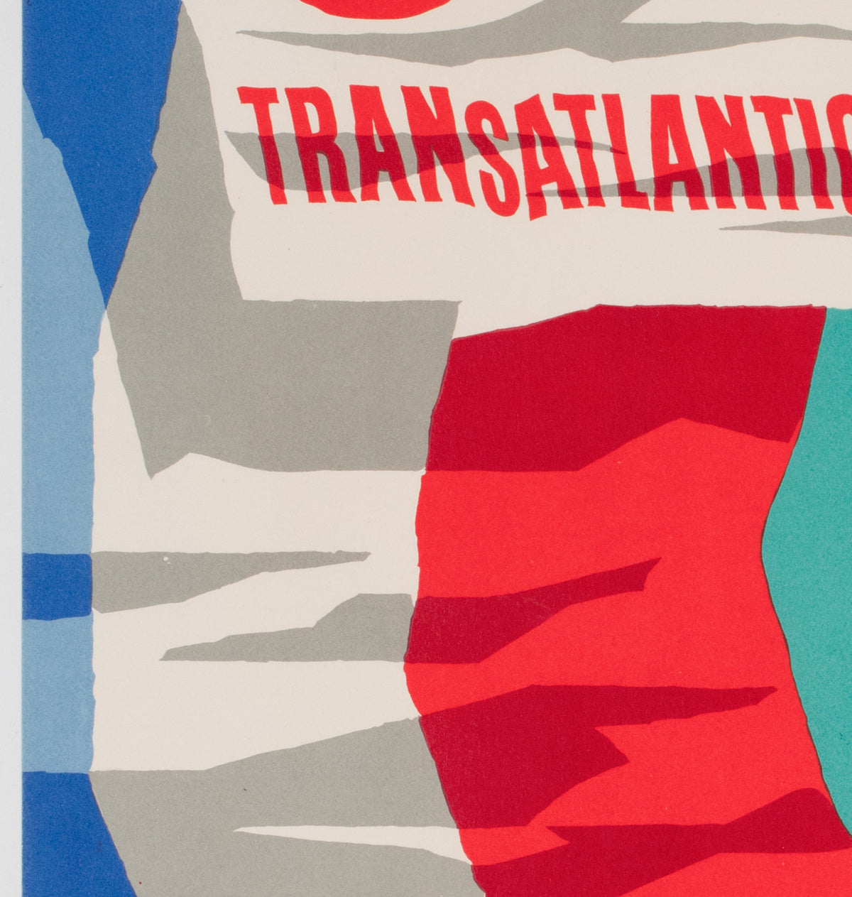 SS France Cie Gle Transatlantique French Line 1961 Travel Poster, Jean Jacquelin - detail