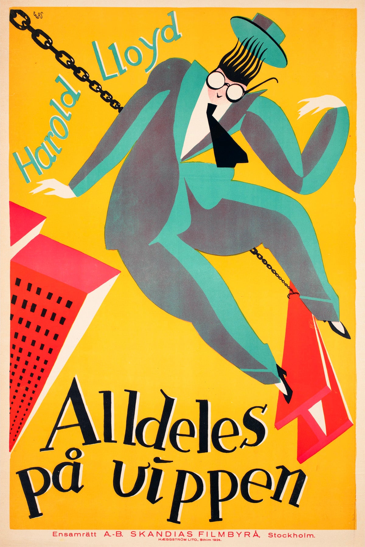 Safety Last 1924 Swedish Film Poster Curt Peters