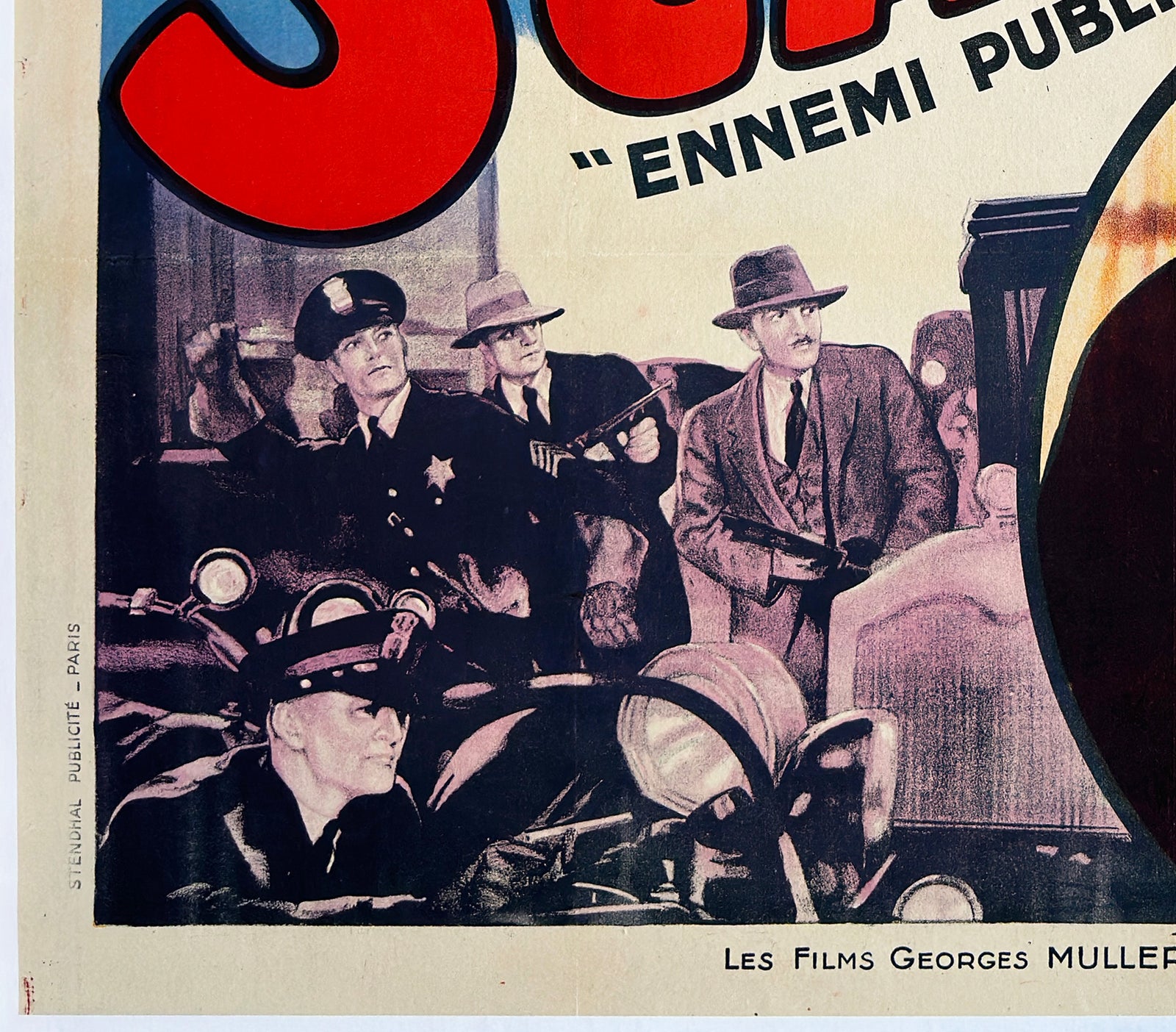 Scarface R1940s French Grande Film Movie Poster - detail