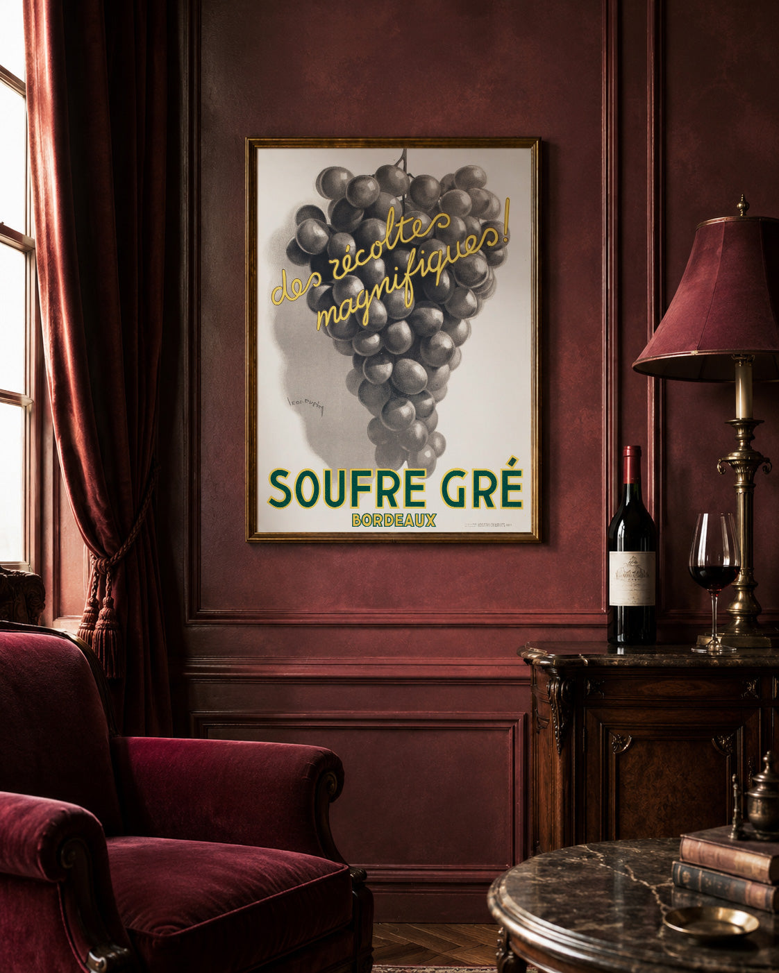 Soufre Gre Bordeaux 1933 French Wine Advertising Poster Leon Dupin