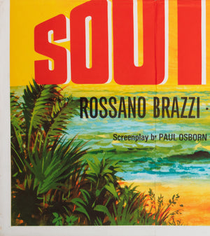 South Pacific R1960s UK Quad Film Movie Poster, Tom Chantrell - detail