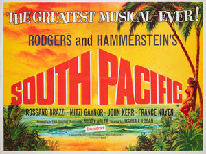 South Pacific R1960s UK Quad Film Movie Poster, Tom Chantrell