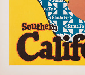 Southern California c1950s Santa Fe Railway Travel Poster - detail