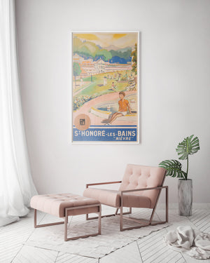 St Honore Les Bains 1935 French PLM Railway travel Advertising Poster, Jean Boyer