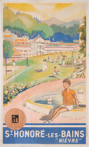 St Honore Les Bains 1935 French PLM Railway travel Advertising Poster, Jean Boyer