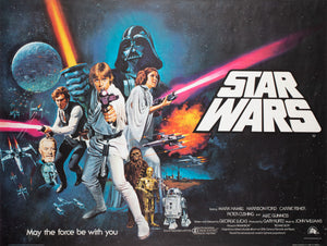 Star Wars 1977 Rolled UK Quad Style C Pre-Oscar Film Movie Poster, Tom Chantrell