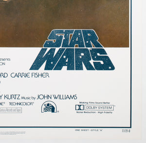 Star Wars 1977 US 1 Sheet 1st Printing Film Movie Poster, Tom Jung - detail