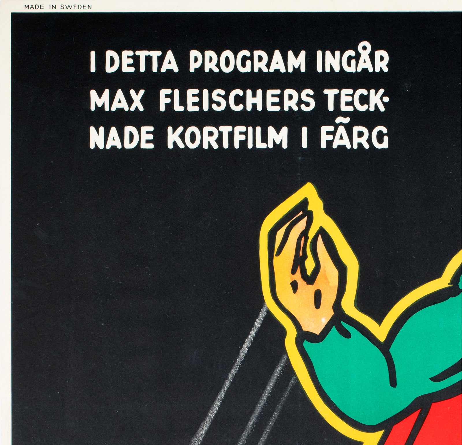 Superman 1940s Swedish Film Poster Gösta Åberg - detail