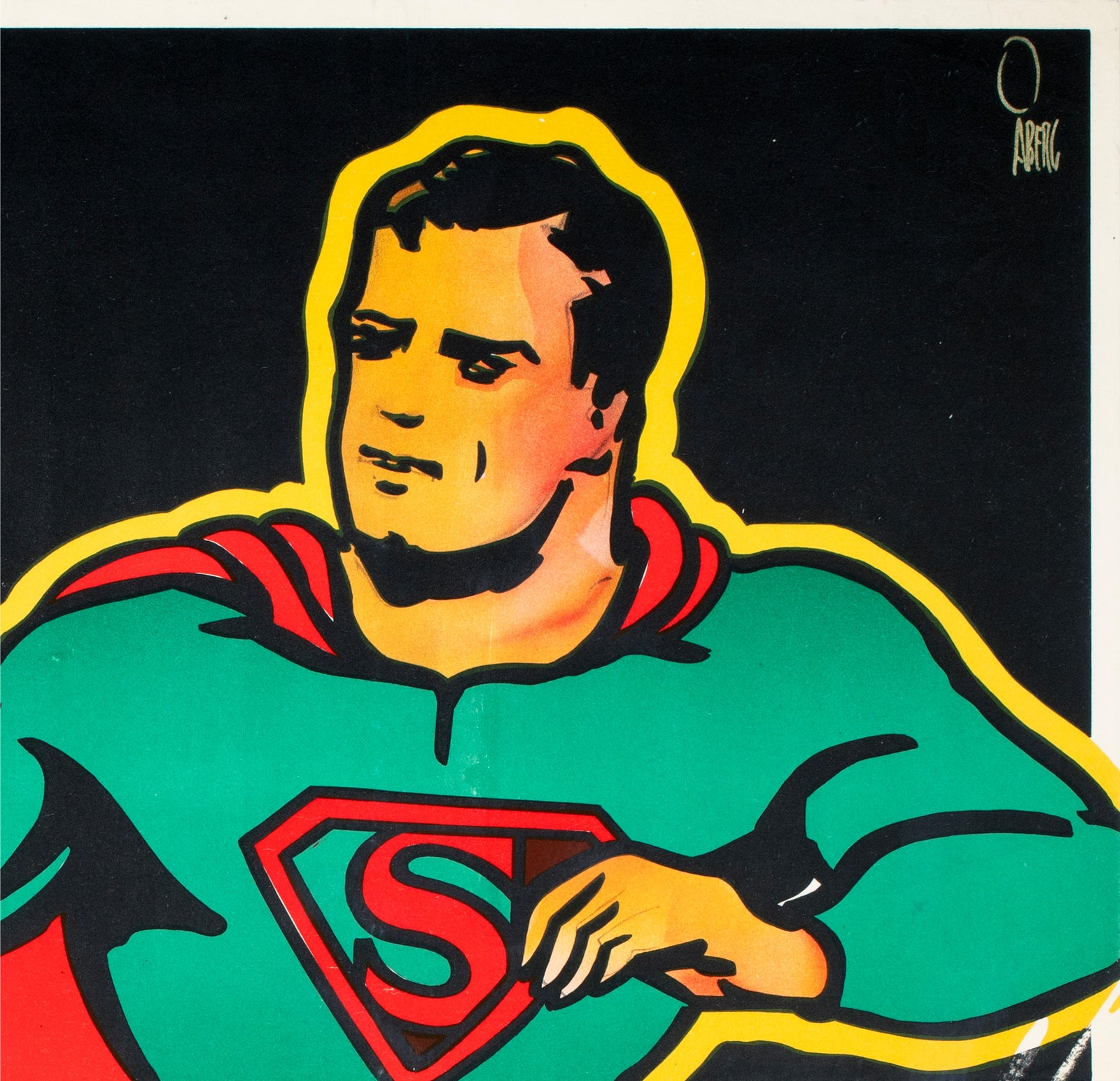 Superman 1940s Swedish Film Poster Gösta Åberg - detail