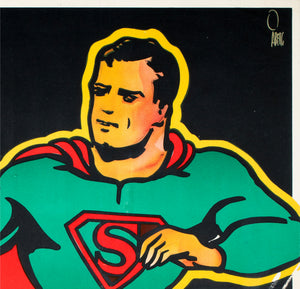 Superman 1940s Swedish Film Poster Gösta Åberg - detail