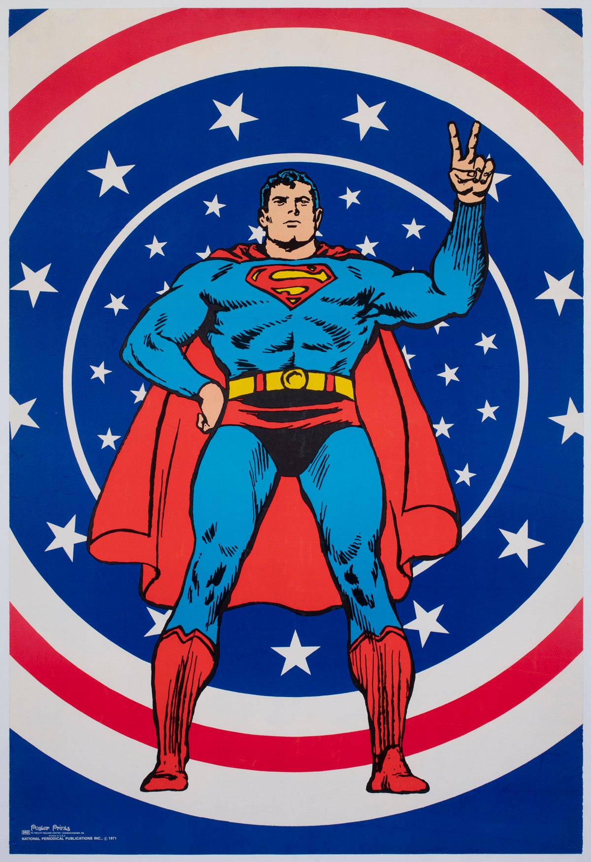 Superman 1971 Vintage Bullseye Peace Panel Poster Swan and Anderson