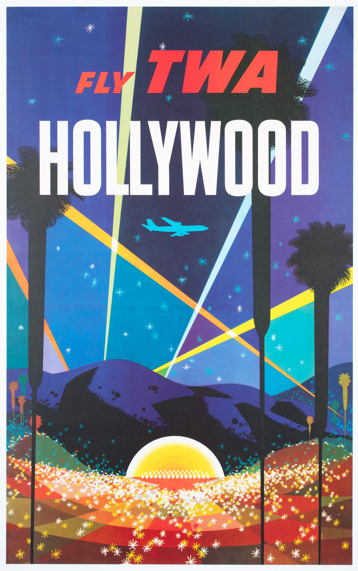 TWA Hollywood c1960s Travel Poster David Klein