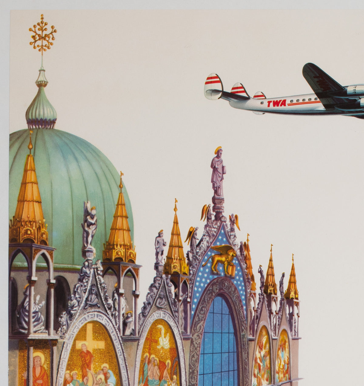 TWA Italy 1950s Travel Airline Poster, David Klein - detail
