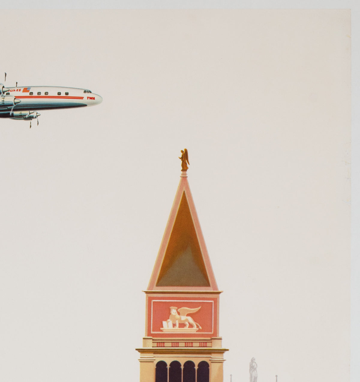 TWA Italy 1950s Travel Airline Poster, David Klein - detail