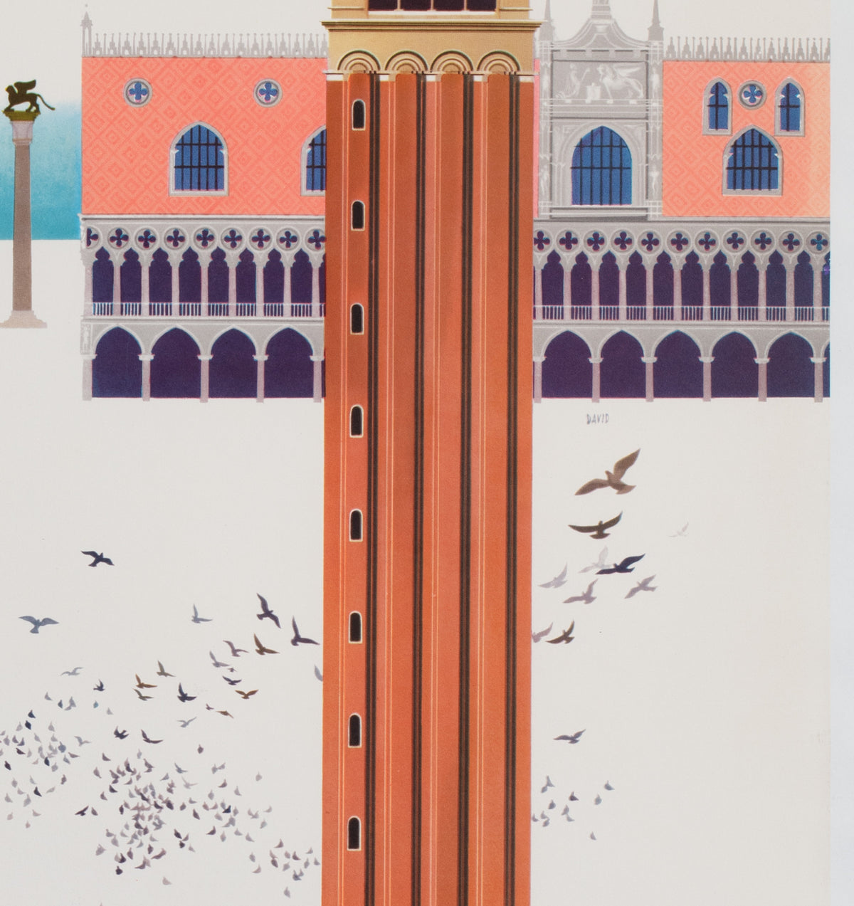 TWA Italy 1950s Travel Airline Poster, David Klein - detail