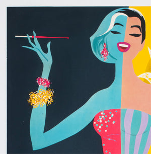 TWA Las Vegas 1950s Airline Travel Advertising Poster David Klein - detail
