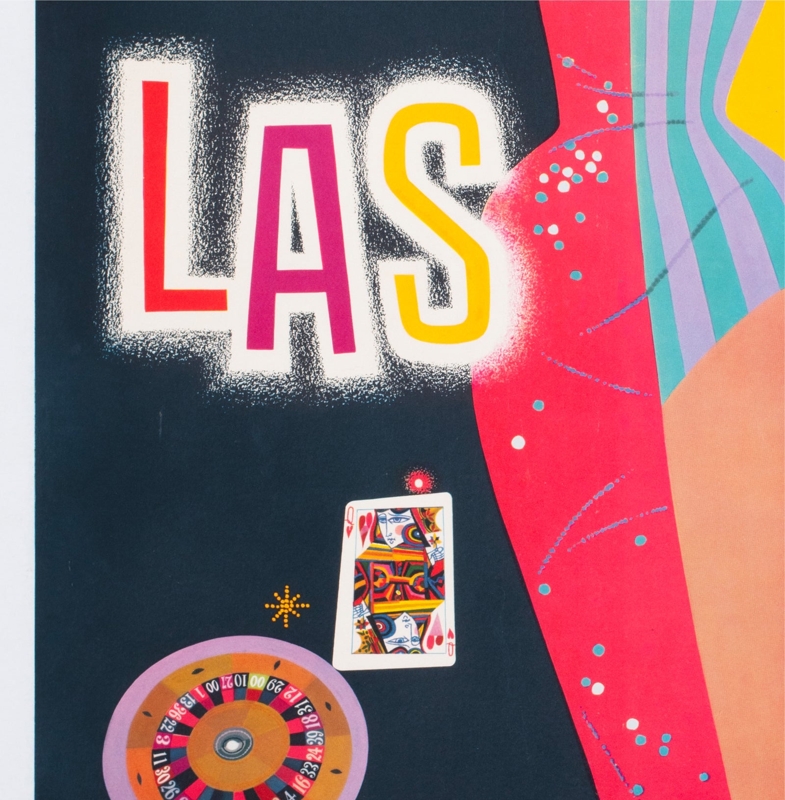 TWA Las Vegas 1950s Airline Travel Advertising Poster David Klein - detail