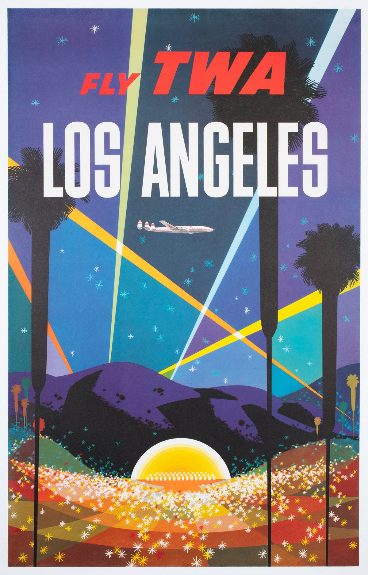 TWA Los Angeles c1958 Airline Travel Poster David Klein