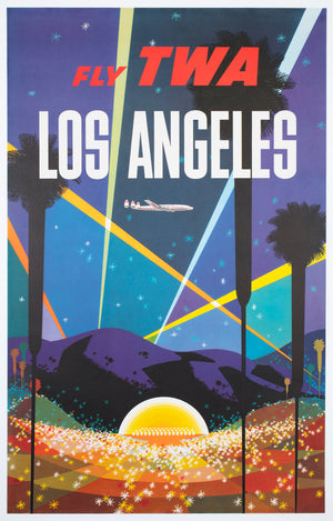 TWA Los Angeles c1958 Airline Travel Poster David Klein