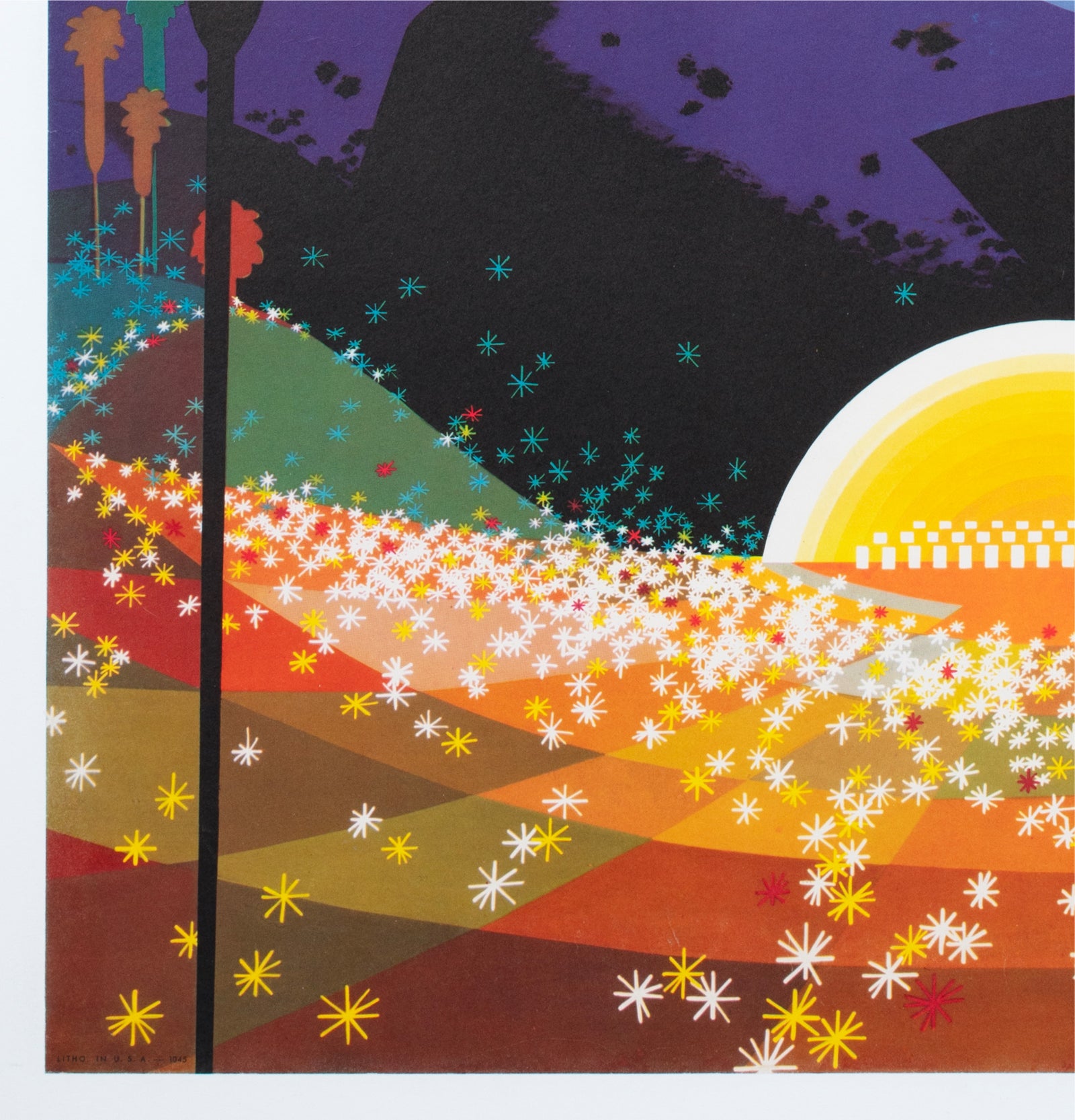 TWA Los Angeles c1958 Airline Travel Poster David Klein - detail