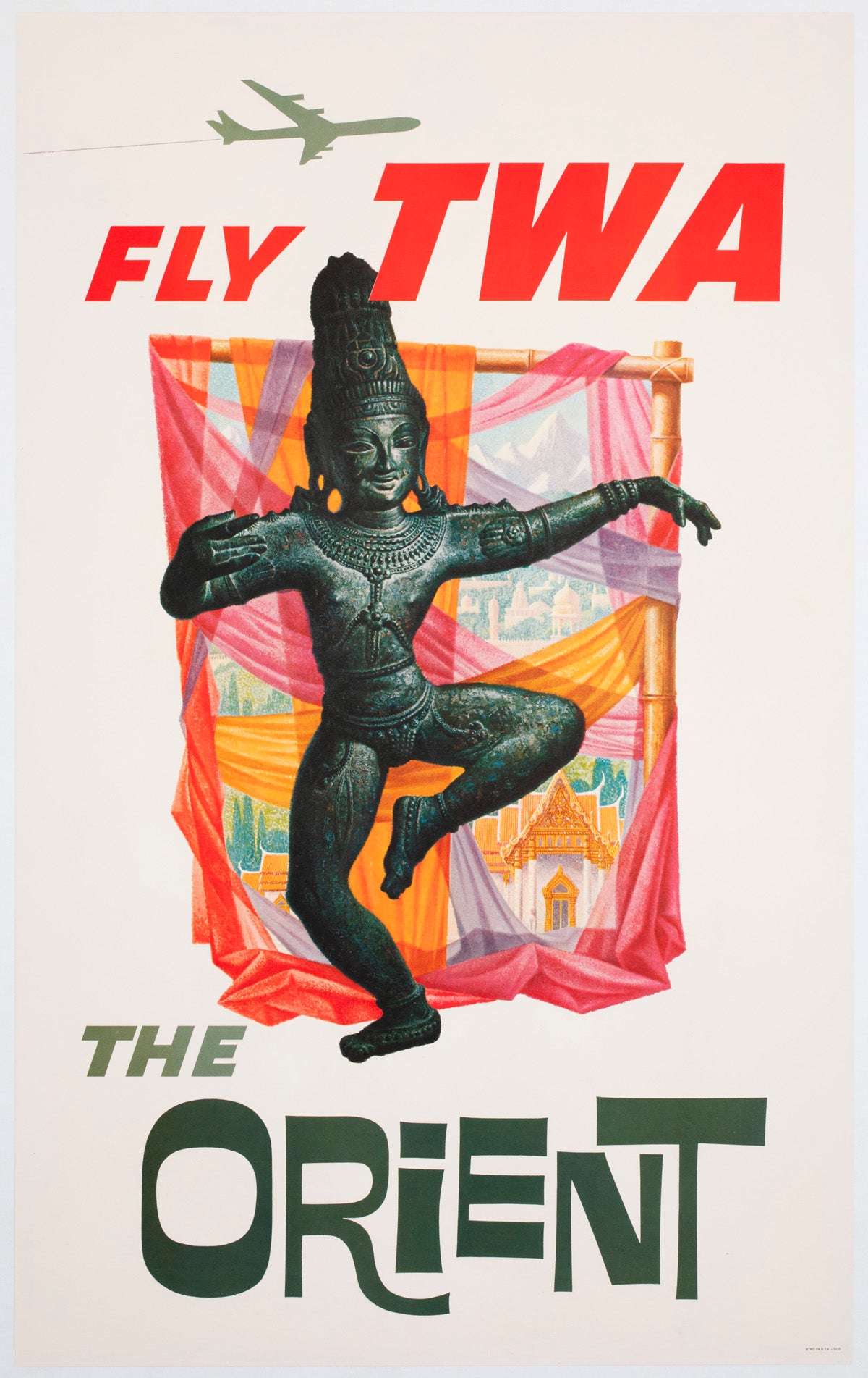 TWA Orient 1960s Airline Travel Advertising Poster David Klein