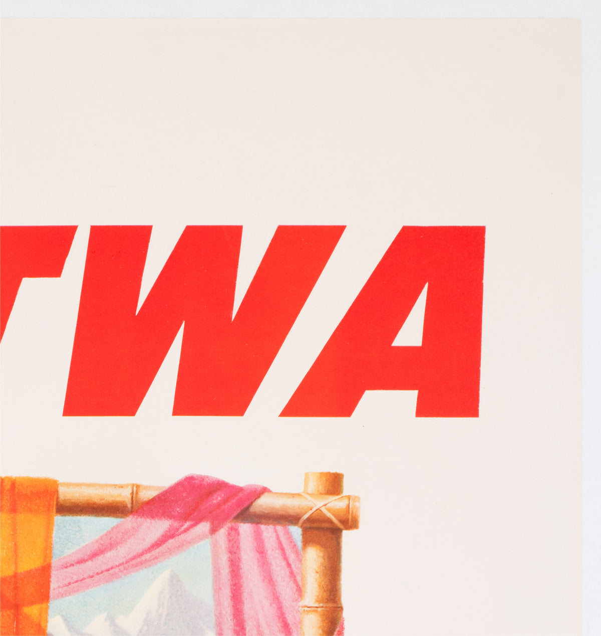 TWA Orient 1960s Airline Travel Advertising Poster David Klein - detail