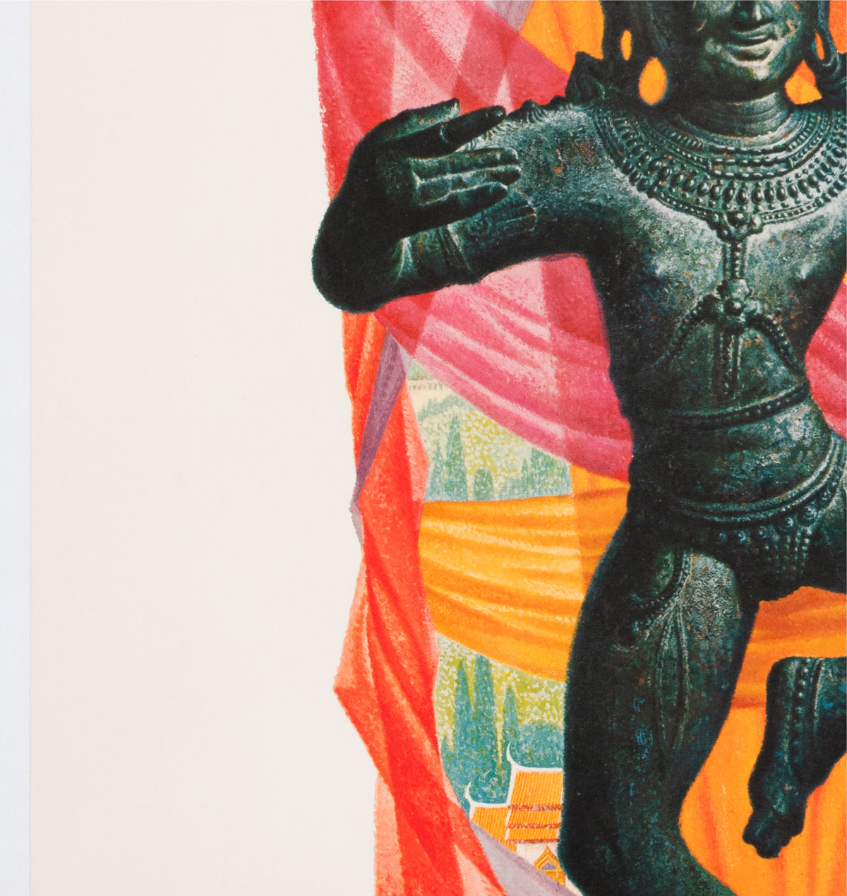 TWA Orient 1960s Airline Travel Advertising Poster David Klein - detail