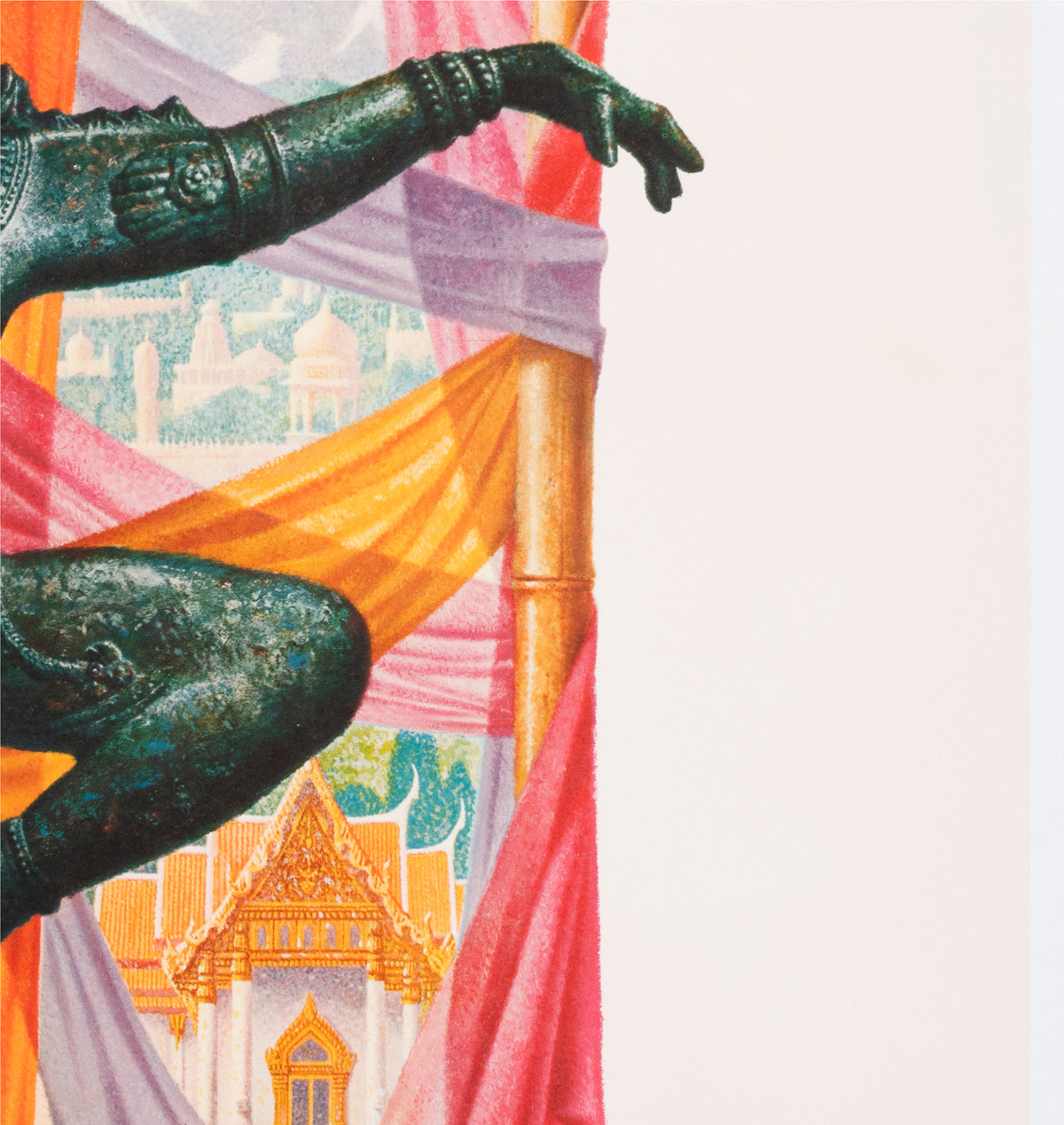 TWA Orient 1960s Airline Travel Advertising Poster David Klein - detail