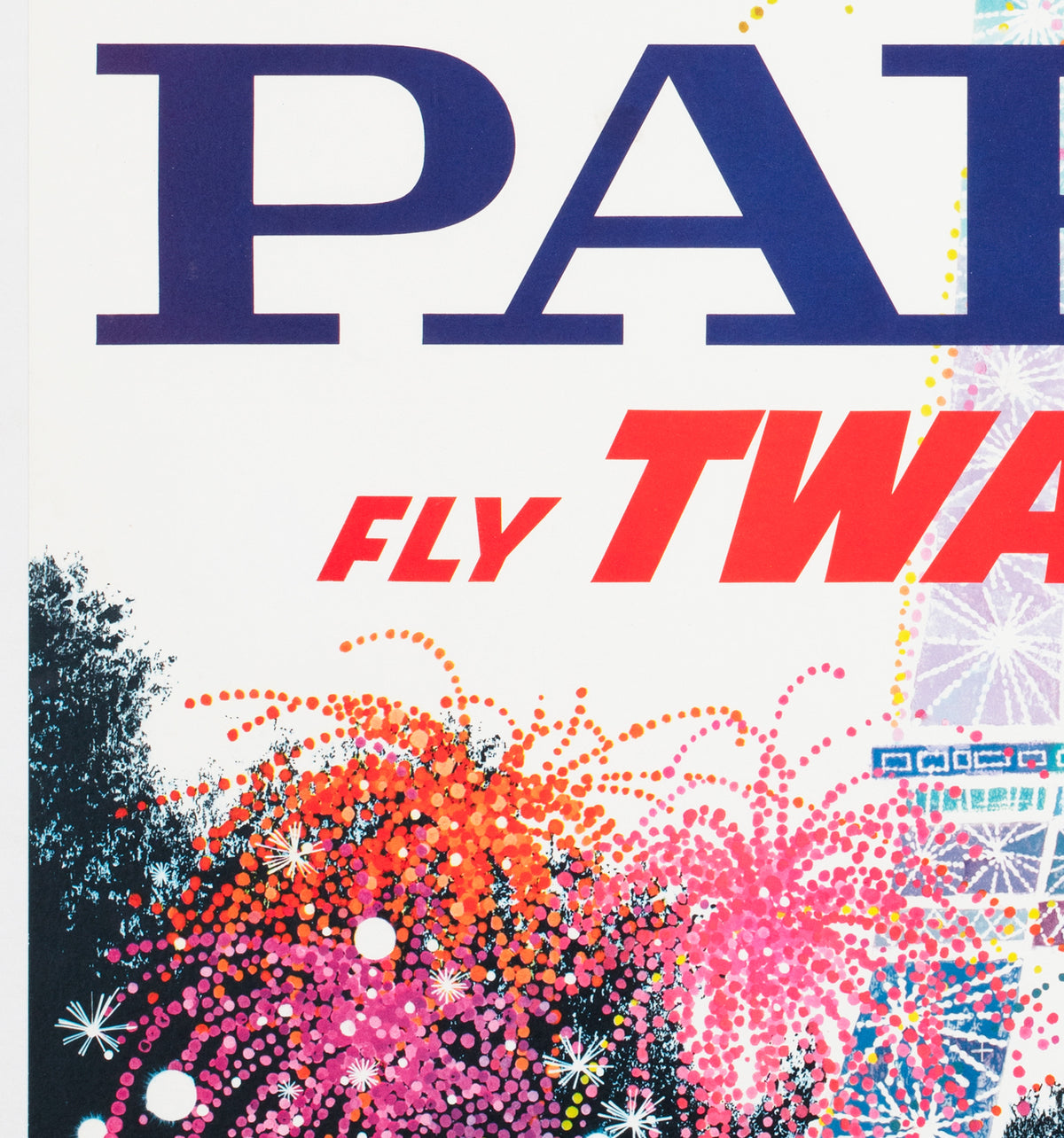 TWA Paris 1962 Airline Travel Advertising Poster David Klein - detail