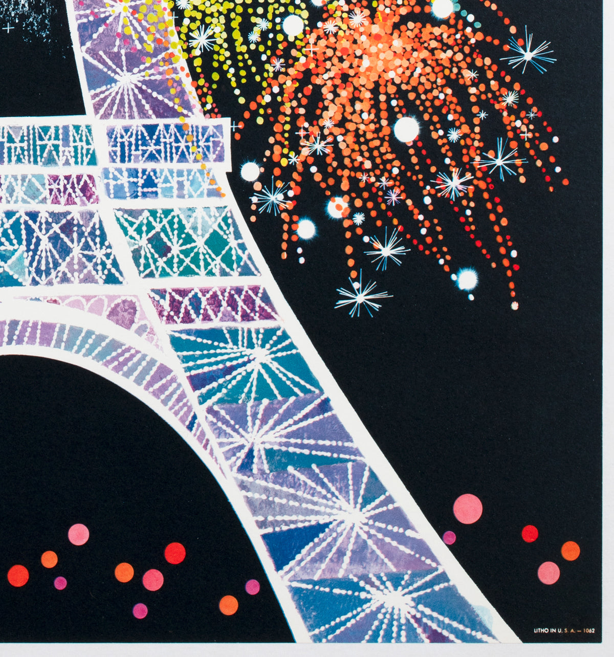 TWA Paris 1962 Airline Travel Advertising Poster David Klein - detail