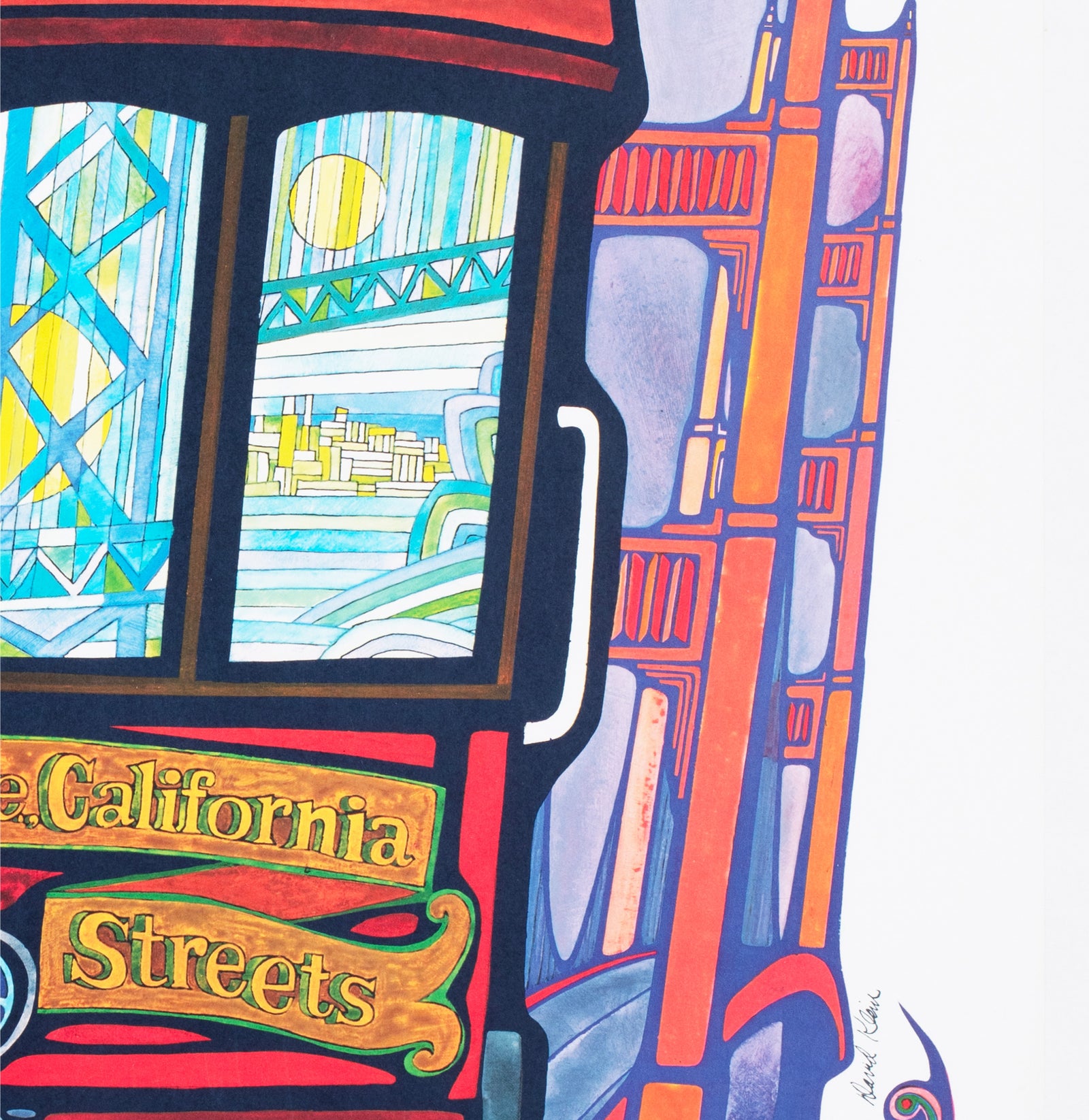 TWA San Francisco c1960s Airline Travel Advertising Poster David Klein - detail