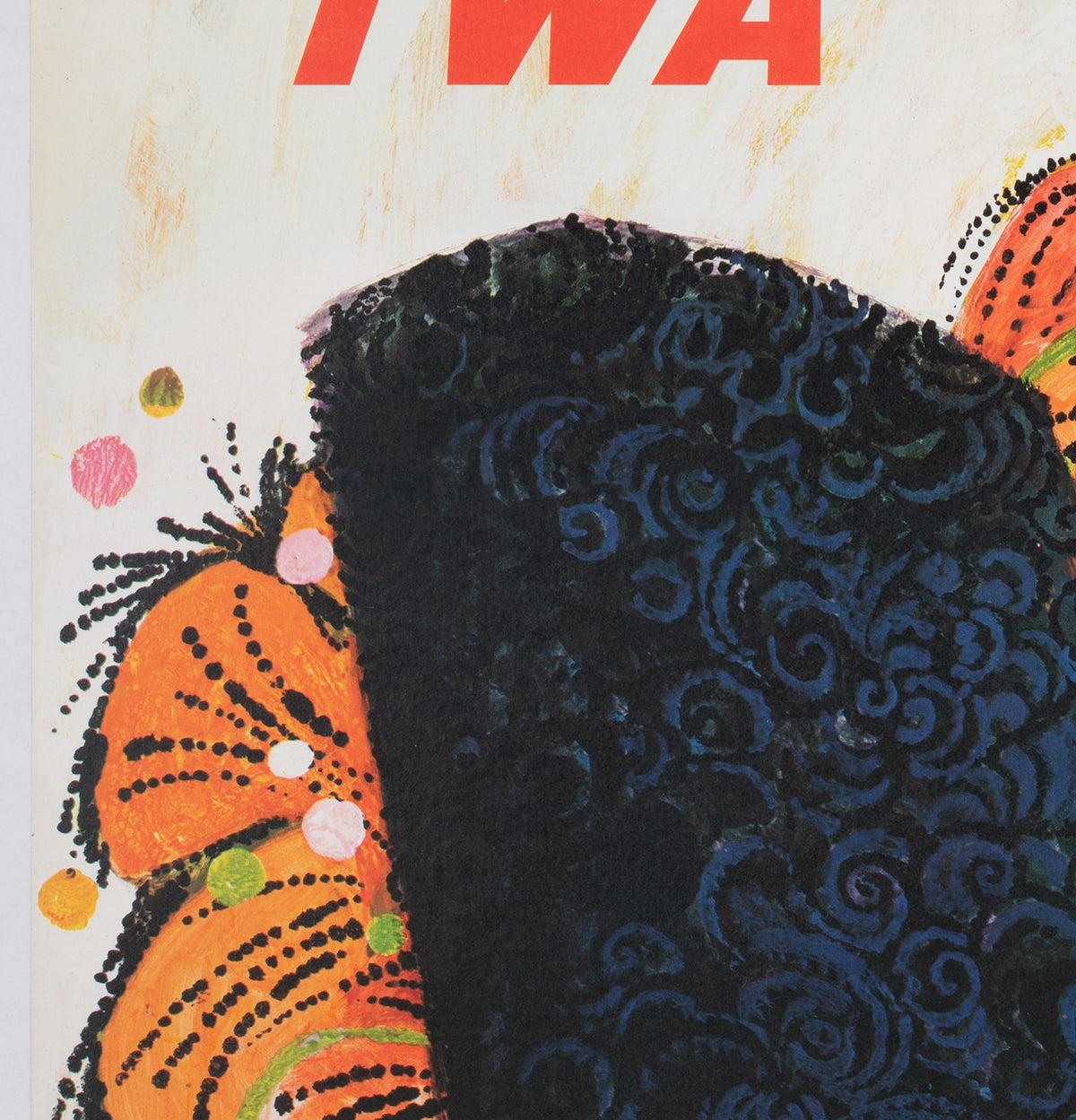 TWA Spain 1960s Airline Travel Advertising Poster, David Klein - detail